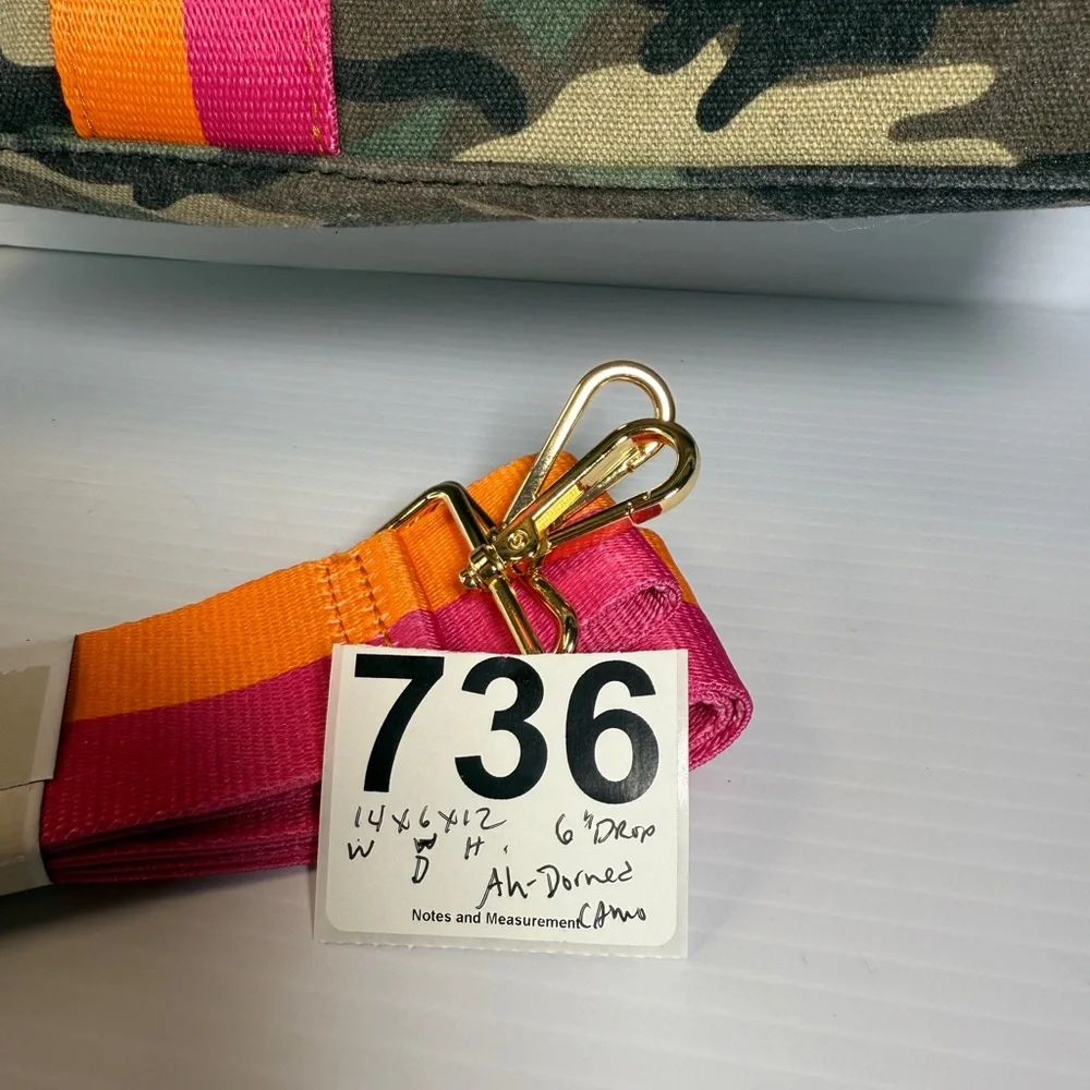 ali+donned Camo Canvas Tote with Pink & Orange Accent